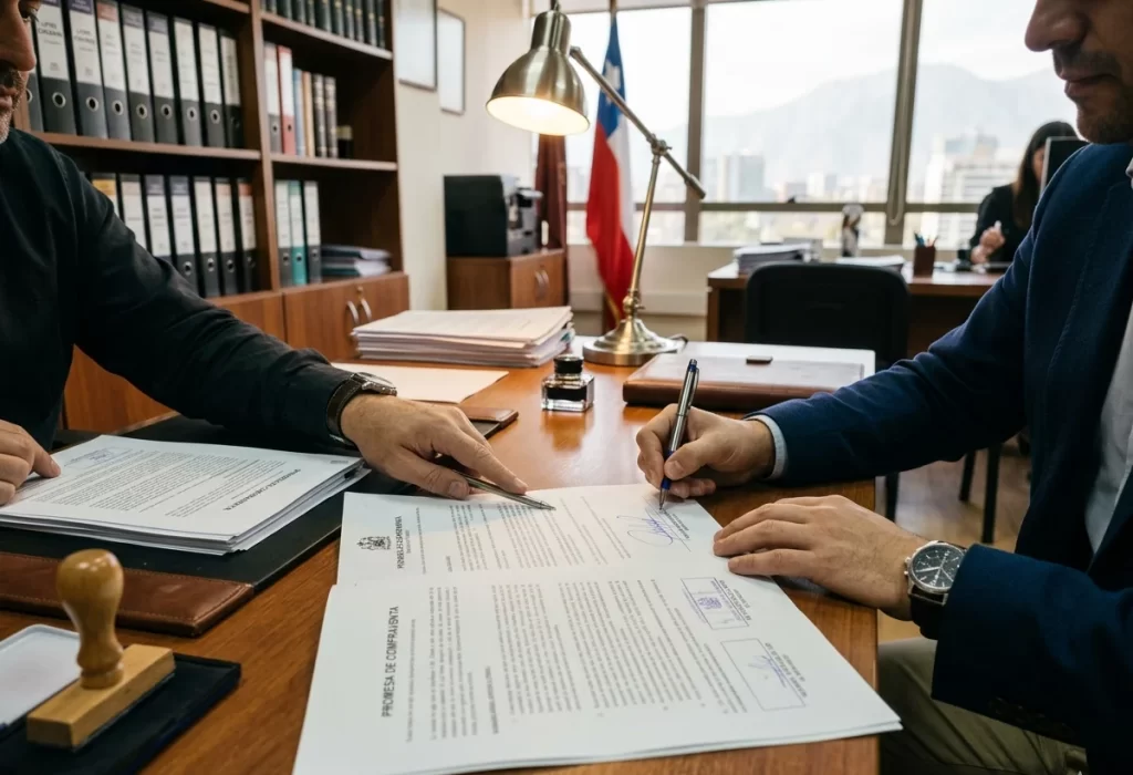 Asesoría legal para firmar una promesa de compraventa en Chile, asegurando el cumplimiento del artículo 1554 y la reserva del inmueble.